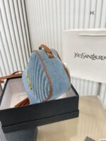 Saint Laurent Women’S Blue Mini Lou Denim Camera Bag 23Cm - Image 5