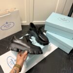 Prada Smooth Leather Oxford Loafers Black - Image 7