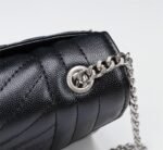 Saint Laurent Envelope Small Bag In Mix Matelassé Grain De Poudre Embossed Black Silver 21Cm 600195Bow921000 - Image 3