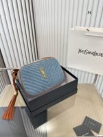 Saint Laurent Women’S Blue Mini Lou Denim Camera Bag 23Cm - Image 4