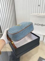 Saint Laurent Women’S Blue Mini Lou Denim Camera Bag 23Cm - Image 3