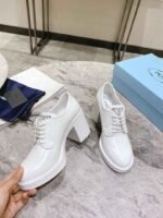 Prada Heeled Brushed Leather Lace-Ups White - Image 7