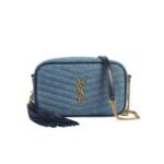Saint Laurent Women’S Blue Mini Lou Denim Camera Bag 23Cm