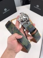 Versace La Medusa Leather Khaki Silver Metal 4Cm - Image 3