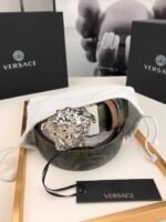 Versace La Medusa Leather Khaki Silver Metal 4Cm - Image 2