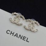 Chanel Cc Crystal Pearl Silver Earrings - Image 4