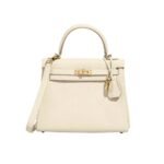 Hermes Mini Kelly Bag Epsom White Gold Hardware 20Cm