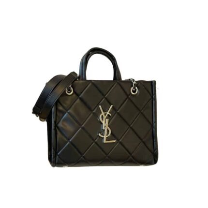 Saint Laurent Leather Tote Bag Black 31Cm