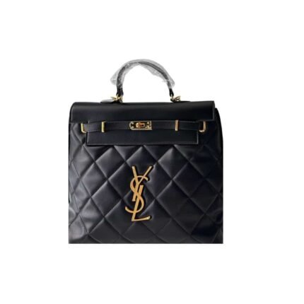 Saint Laurent Leather Backpack Black 30Cm