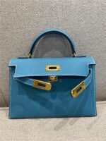 Hermès Mini Kelly Bleu Jean Epsom Gold Hardware - Image 2