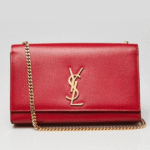 Saint Laurent Red Grained Leather Monogram Medium Kate Flap Bag