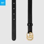 GG Marmont thin leather belt with shiny buckle - Image 2