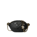 CHANEL 24A Black Lambskin Quilted Waist Bag
