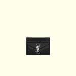 Saint Laurent Cassandre quilted card case in grain de poudre leather