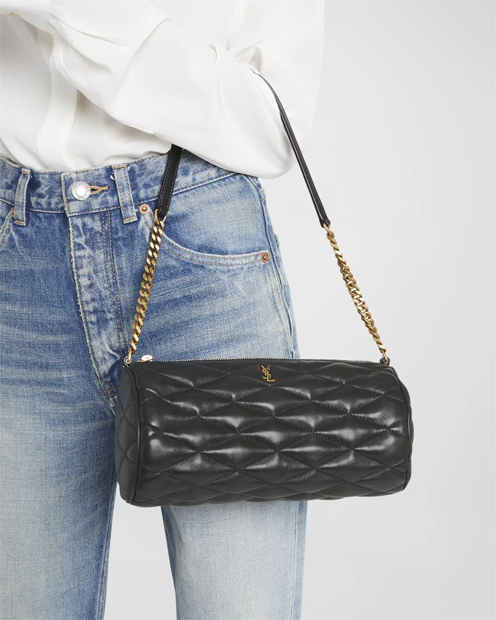 27a627ecfcfe67a9e91684642c03ecd1 Saint Laurent Sade Medium YSL Tube Shoulder Bag in Quilted Smooth Leather - Image 1