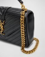 Saint Laurent College Medium YSL Flap Top-Handle Bag in Quilted Leather - Image 7
