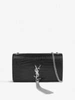 SAINT LAURENT Kate monogram croc-embossed leather shoulder bag - Image 3