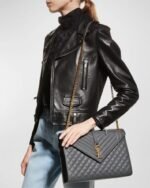 Saint Laurent Envelope Triquilt Large YSL Shoulder Bag in Grained Leather - Image 4