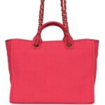 Chanel Medium Deauville Shopping Tote Hot Pink Canvas Light Gold Hardware - Image 8