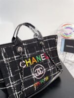 Chanel Rainbow Black Tweed Deauville Tote Black - Image 7