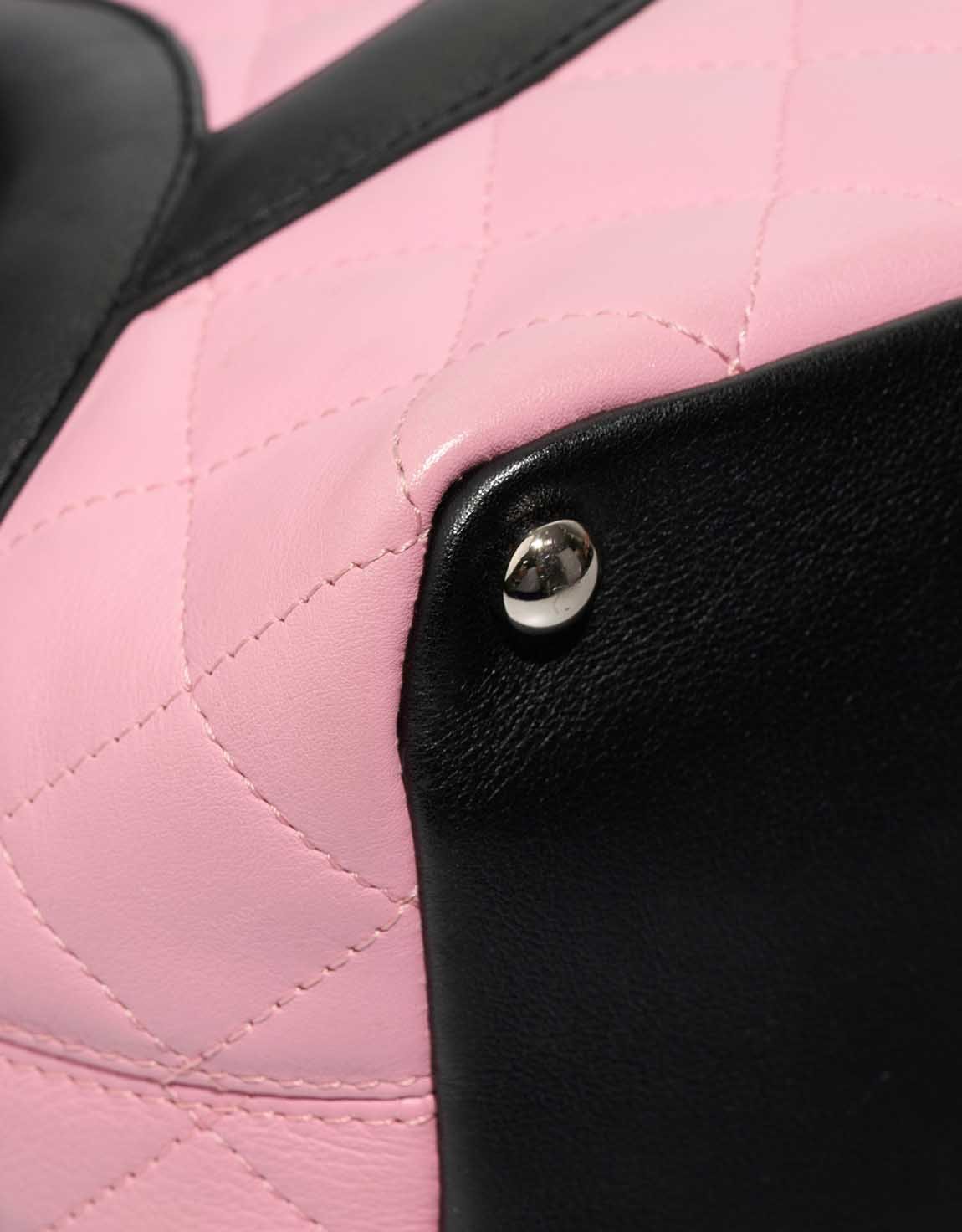 Chanel Cambon Tote Bag Small Lamb Pink / Black - Image 6