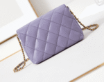 Chanel  Shiny Lambskin Quilted Mini Pearl Logo Flap Light Purple - Image 4