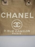 CHANEL Deauville Tote Small Beige Canvas - Image 11