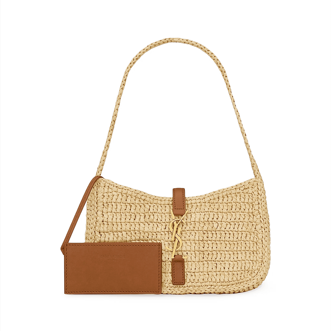 7374add760e517a27cef330cfa01ad4b Saint Laurent Le 5 À 7 Mini Hobo in Raffia - Image 1