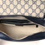 Gucci Supreme Monogram Textured Dollar Calfskin Web Studded Mini Ophidia Flap Shoulder Bag Beige Blue - Image 6