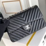 Chanel Classic Chevron Tweed Medium Flap Silver - Image 6
