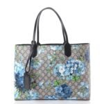 GUCCI Supreme Monogram Blooms Medium Reversible Tote Beige Blue Navy