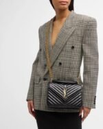 Saint Laurent College Medium YSL Flap Top-Handle Bag in Quilted Leather - Image 3