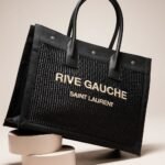 Saint Laurent Rive Gauche Small Tote Bag in Raffia