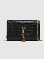 Saint Laurent Medium Kate Tassel Chain Bag In Black Crocodile Em - Image 3