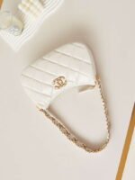 Chanel AS4422 23K Hobo Bag Lambskin Gold Metal White - Image 4