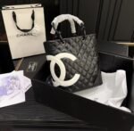 Chanel Black Quilted Lambskin Leather Medium Cambon Tote - Image 4