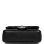 Chanel Mini Square Pearl Crush Flap Bag Black Lambskin Brushed Gold Hardware - Image 4