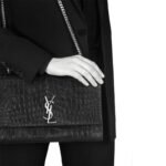 Saint Laurent Large Kate Chain Bag In Black Crocodile Embossed L - Image 5