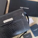 Saint Laurent Black Manhattan croc-effect shoulder bag - Image 3