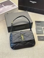 SAINT LAURENT Lambskin Quilted Le 57 Diamond Shoulder Bag Black - Image 6