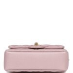 Chanel Mini Square Pearl Flap Bag Light Pink Iridescent Lambskin Brushed Gold Hardware - Image 5