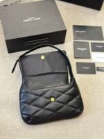 SAINT LAURENT Lambskin Quilted Le 57 Diamond Shoulder Bag Black - Image 4
