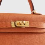 Hermès Kelly Mini Epsom Orange Gold Hardware - Image 6
