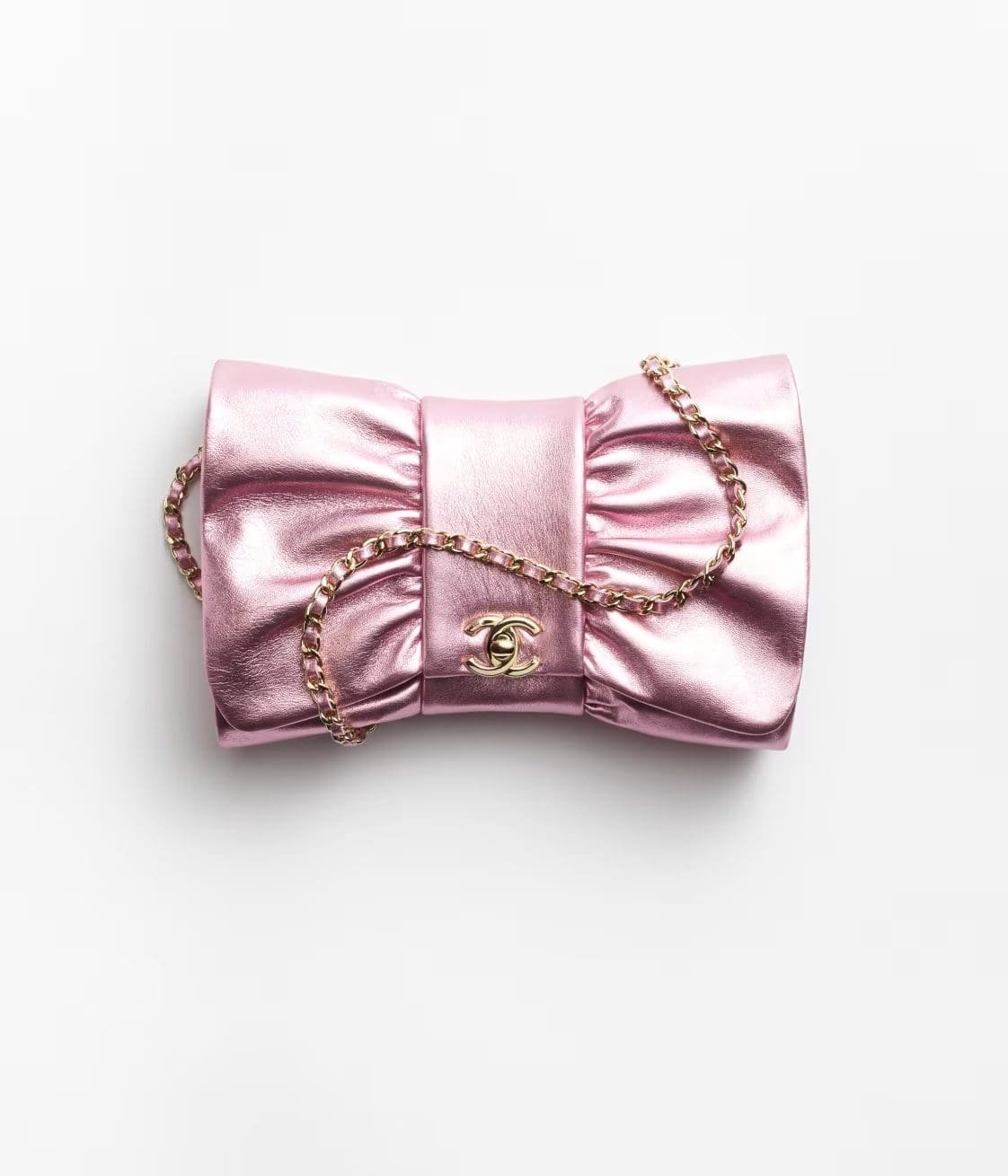 I76MAEs1-B1WH5E1@K92HFCMWTC90B CHANEL Clutch Metallic Lambskin & Gold-Tone Metal Pink - Image 1