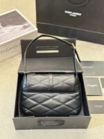 SAINT LAURENT Lambskin Quilted Le 57 Diamond Shoulder Bag Black - Image 10