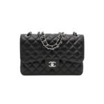 CHANEL LARGE CLASSIC HANDBAG Grained Calfskin & Silver Metal