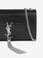 SAINT LAURENT Kate monogram croc-embossed leather shoulder bag - Image 5