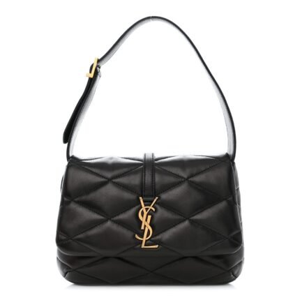 SAINT LAURENT Lambskin Quilted Le 57 Diamond Shoulder Bag Black