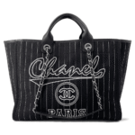 CHANEL Deauville 2wayTote Bag Black A66941 Cotton Leather