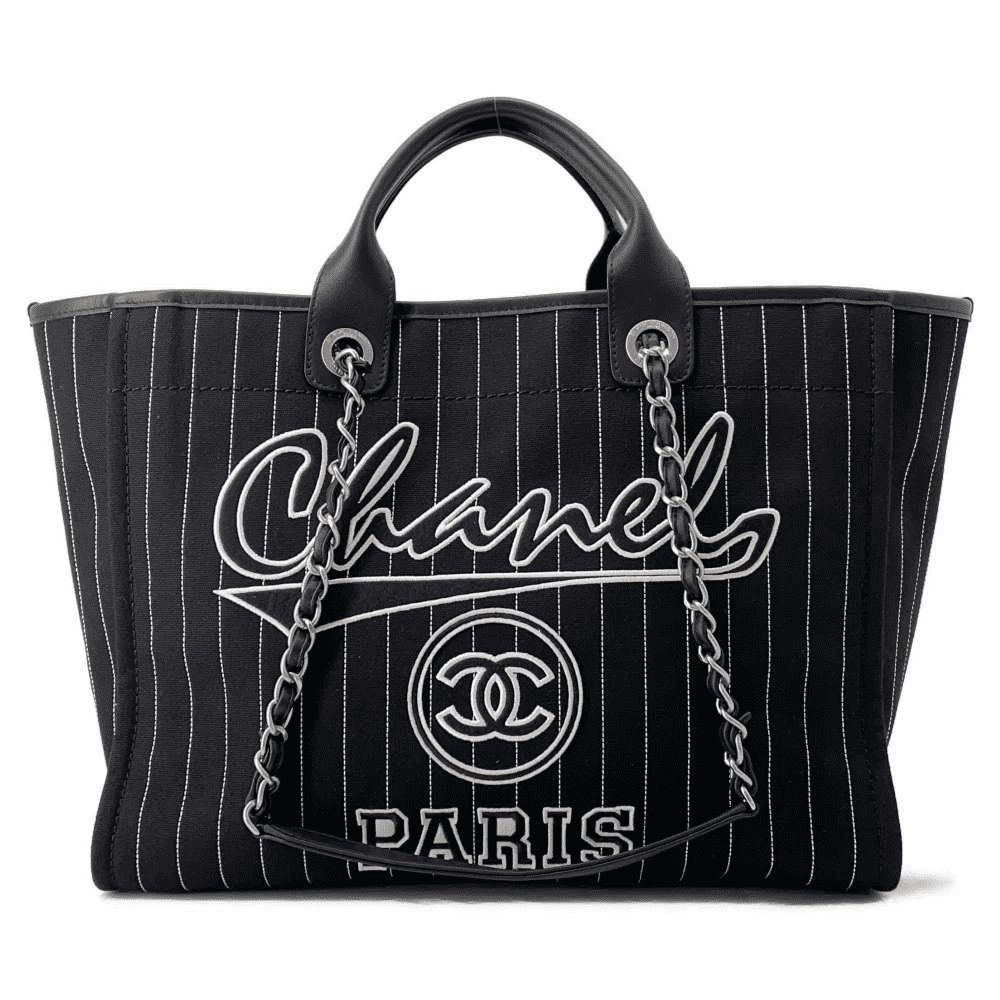 W2fHAWhU-O_I4EM3D@UVDS6PDHV CHANEL Deauville 2wayTote Bag Black A66941 Cotton Leather - Image 1